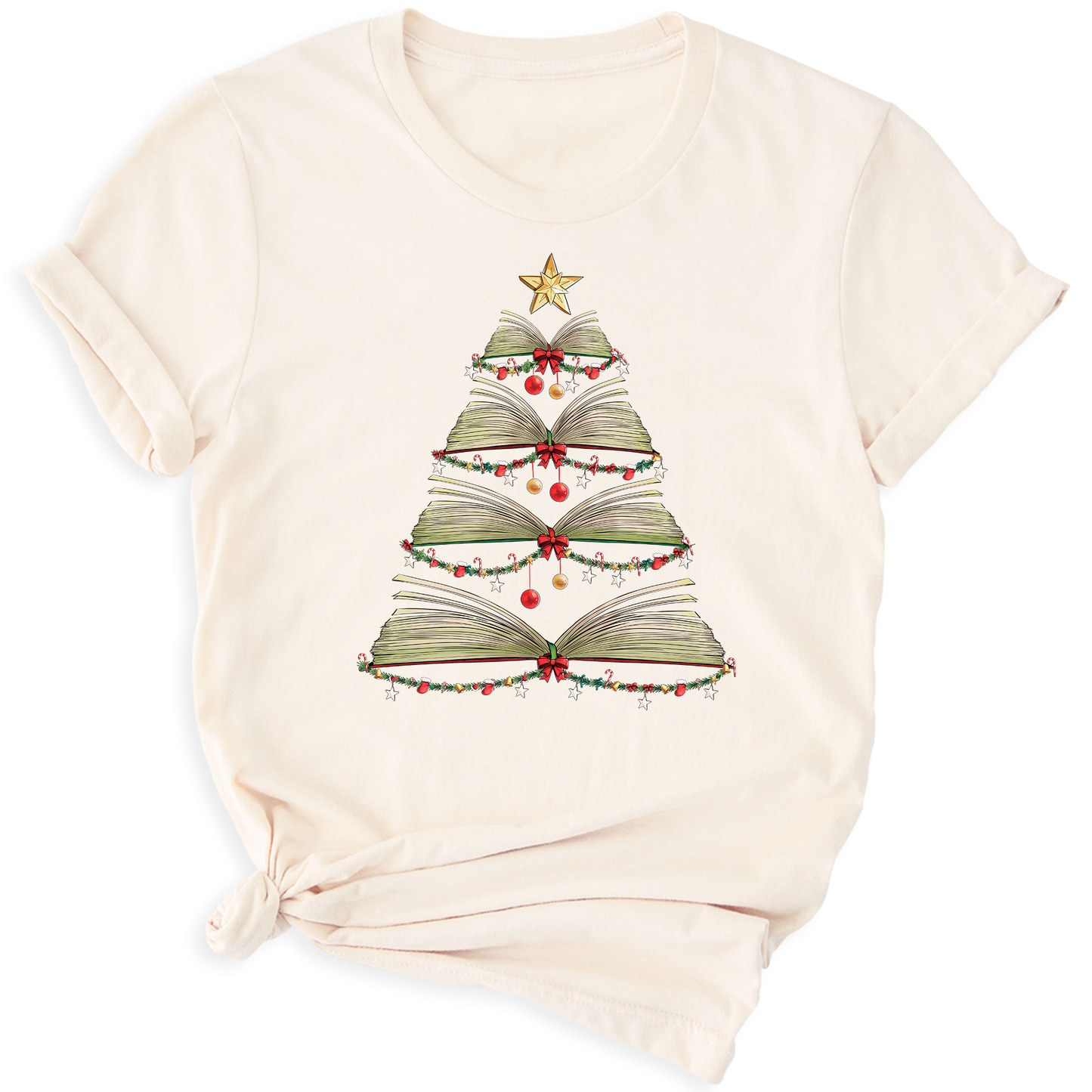 Books Tree Christmas Shirt – Book Lover Holiday Bookworm Tee