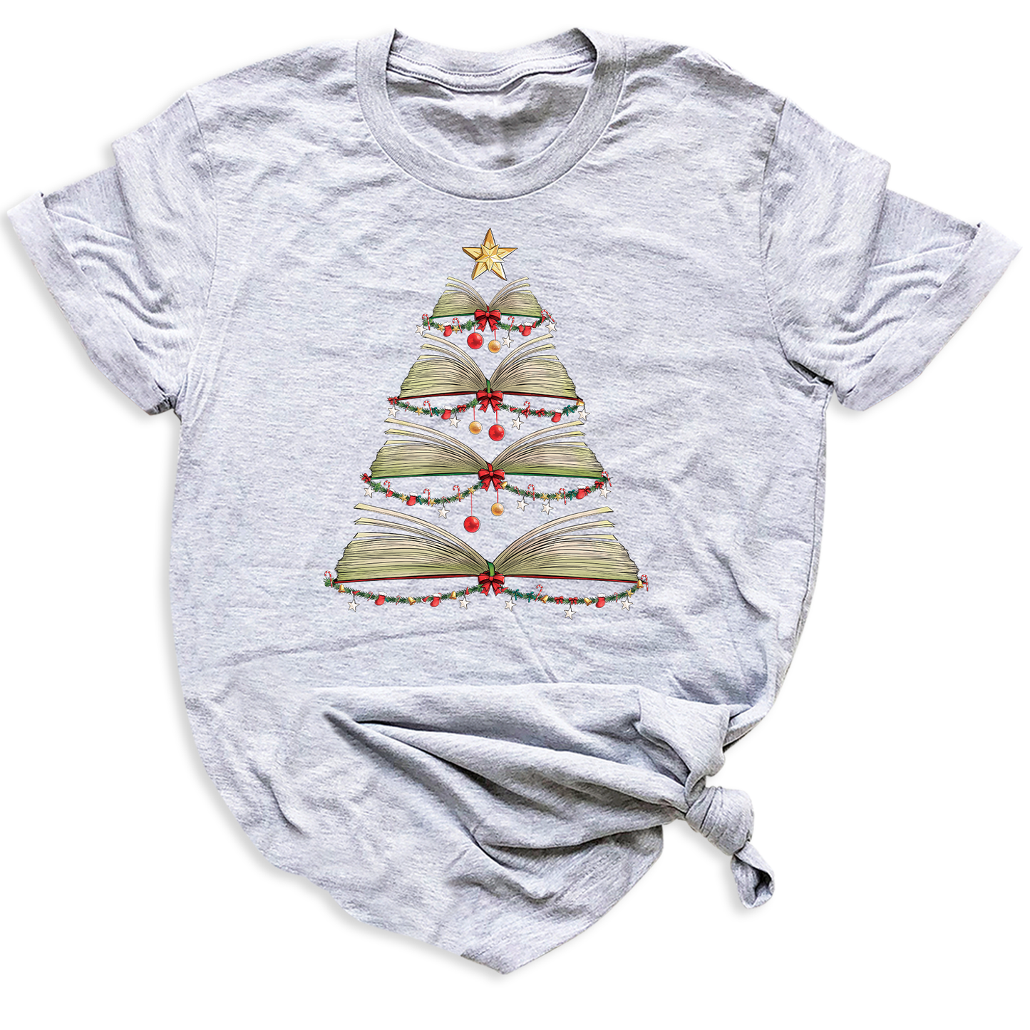 Books Tree Christmas Shirt – Book Lover Holiday Bookworm Tee