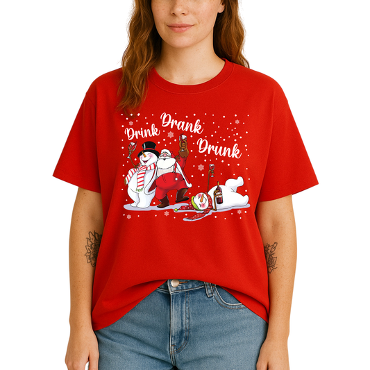 Drink Drank Drunk Christmas Shirt – Funny Holiday Party Tee