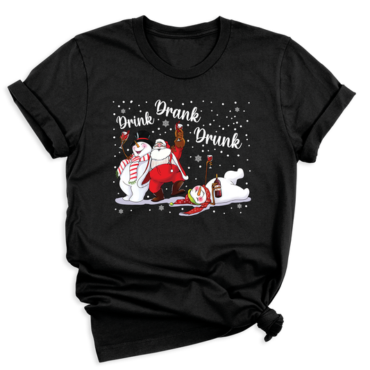 Drink Drank Drunk Christmas Shirt – Funny Holiday Party Tee