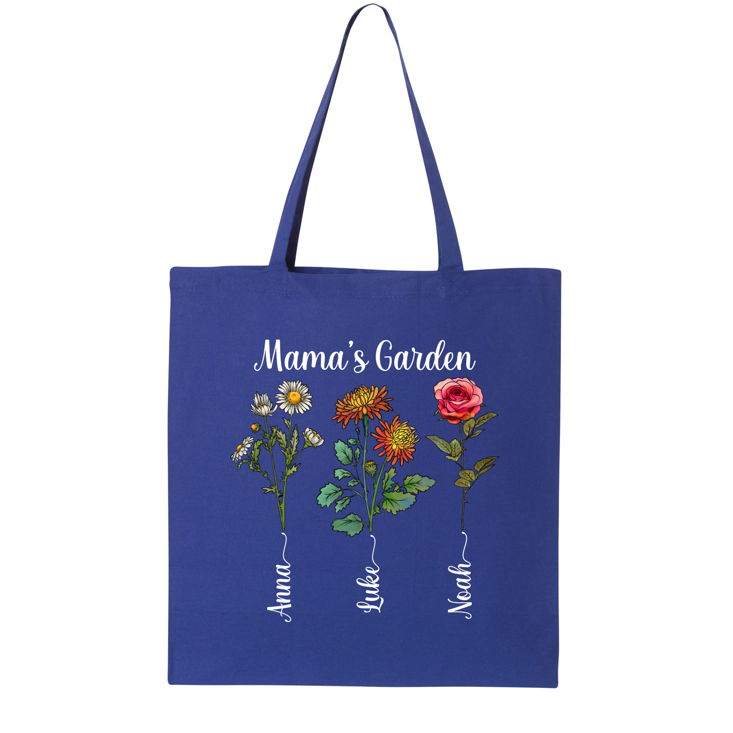 Personalized Mama & Grandma Tote Bag with Kids Names – Birth Month Flower Mother’s Day Canvas Bag, Nana’s Garden Tote