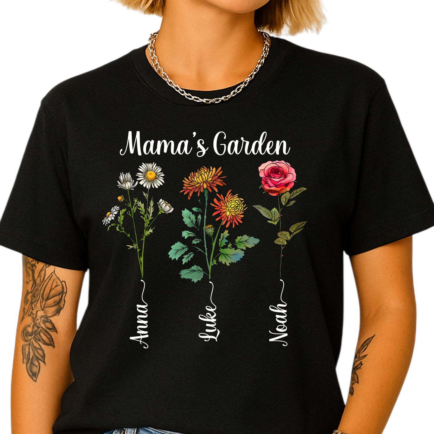 Personalized Birth Month Flower Mom Shirt – Custom Mama’s Garden Tee with Kids Names