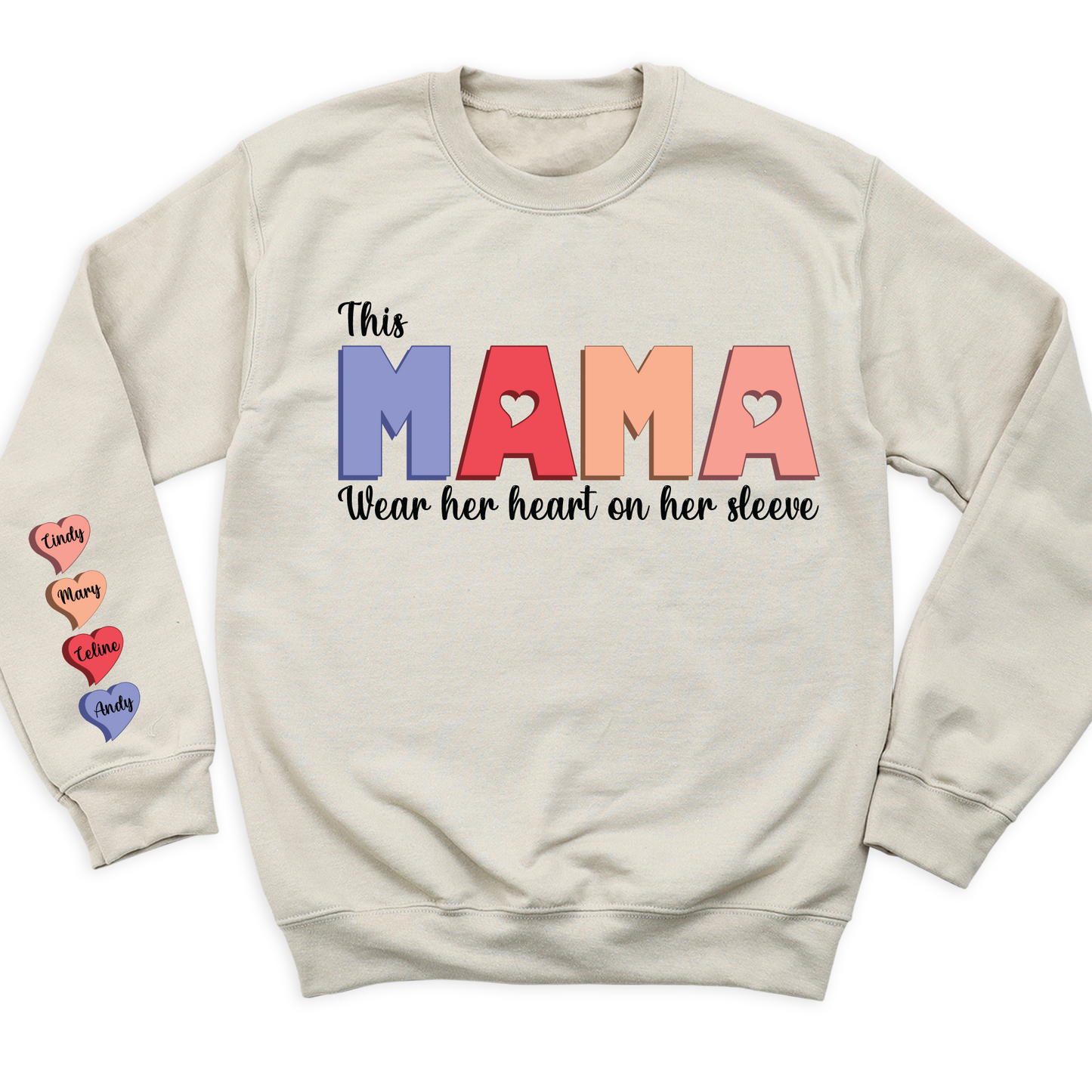 Custom Mama Sweatshirt with Children Name on Sleeve