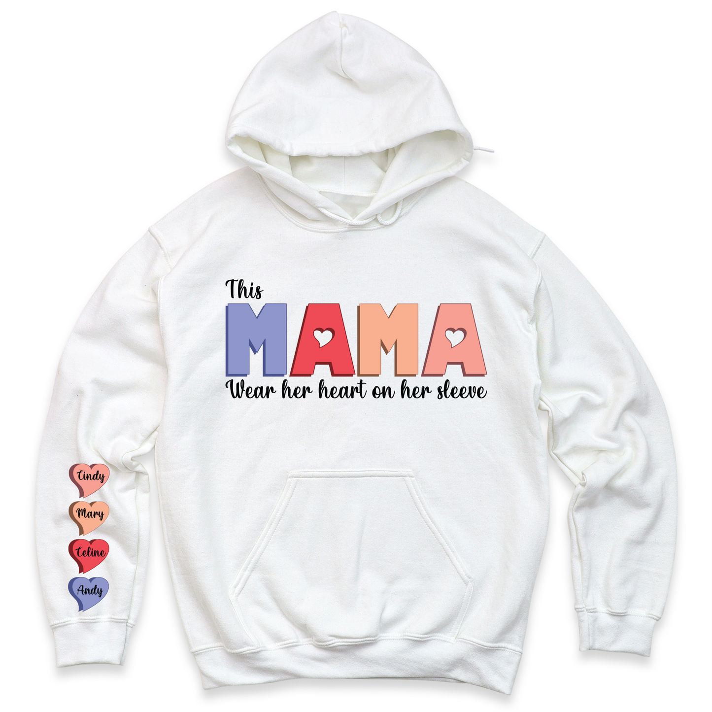 Custom Mama Sweatshirt with Children Name on Sleeve