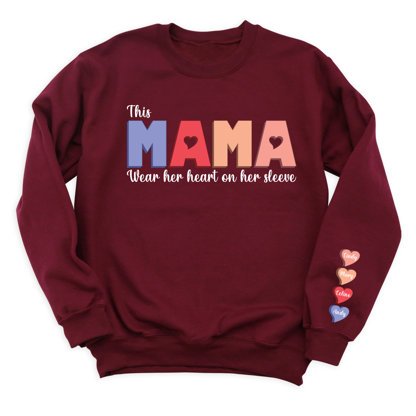 Custom Mama Sweatshirt with Children Name on Sleeve