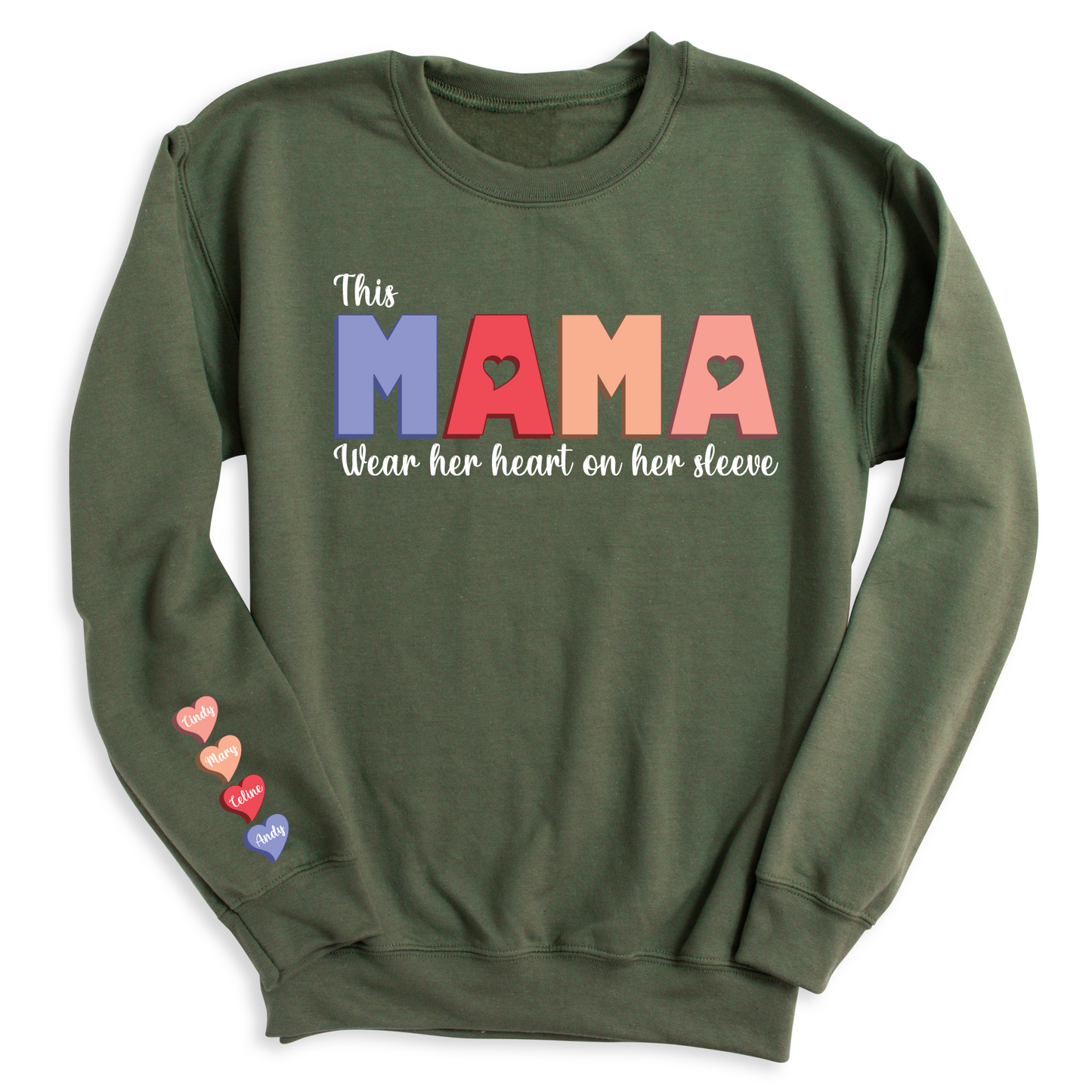 Custom Mama Sweatshirt with Children Name on Sleeve