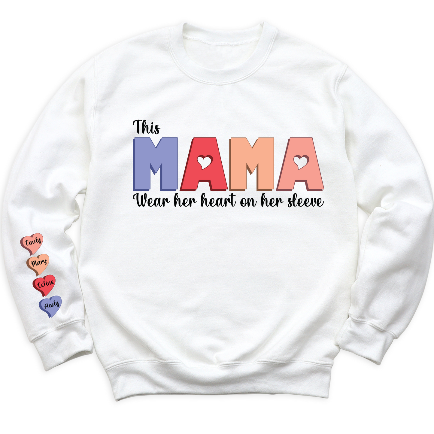 Custom Mama Sweatshirt with Children Name on Sleeve