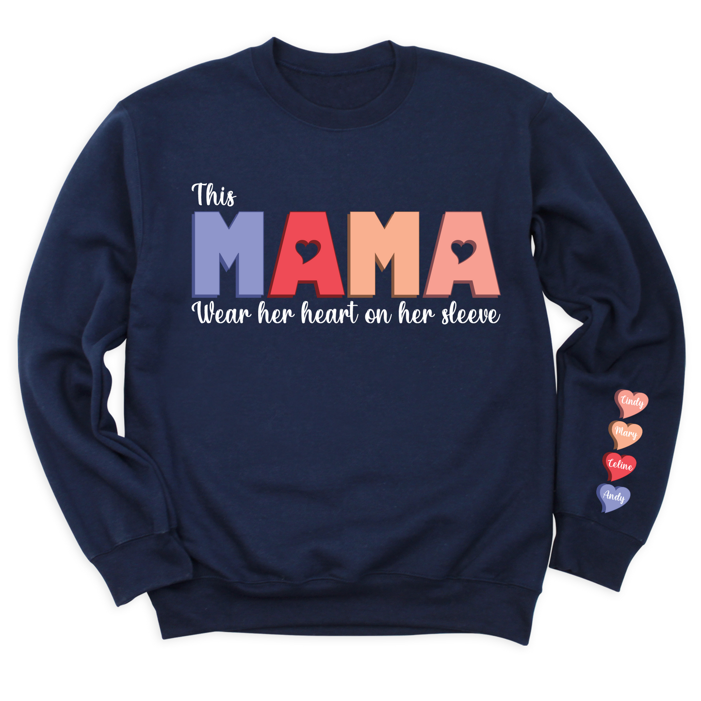 Custom Mama Sweatshirt with Children Name on Sleeve