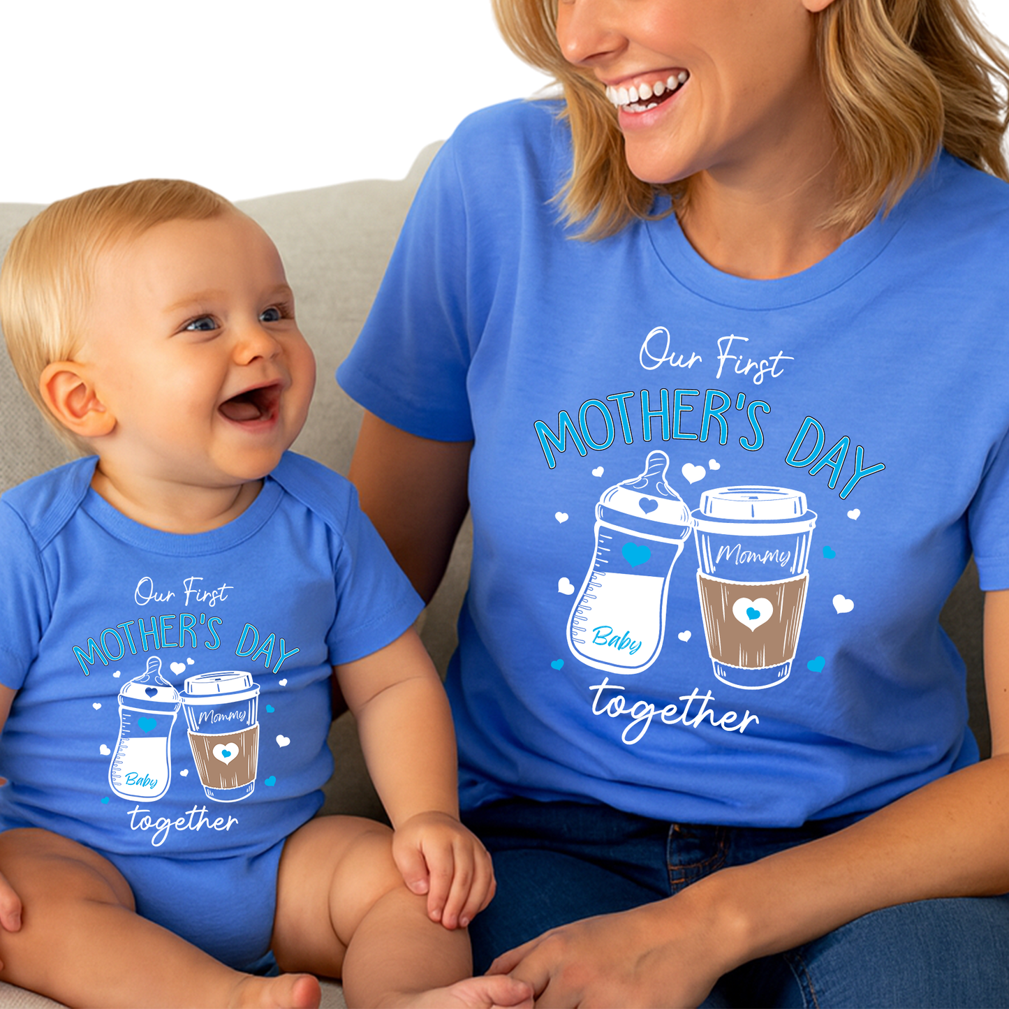 Custom Our First Mother’s Day Mommy and Me Matching Shirts - Boys