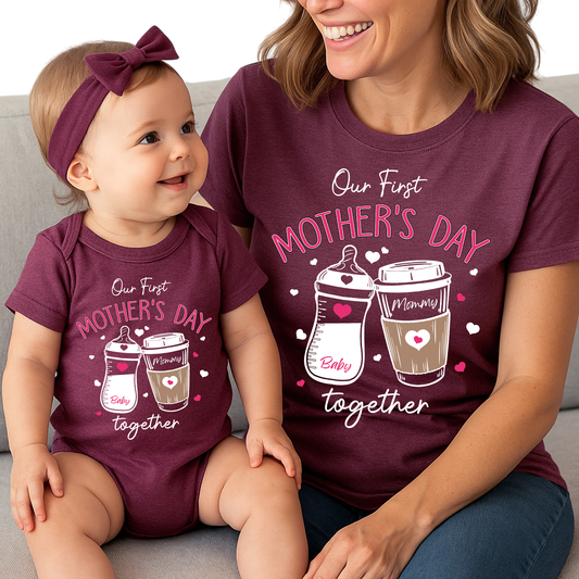 Custom Our First Mother’s Day Mommy and Me Matching Shirts - Girls