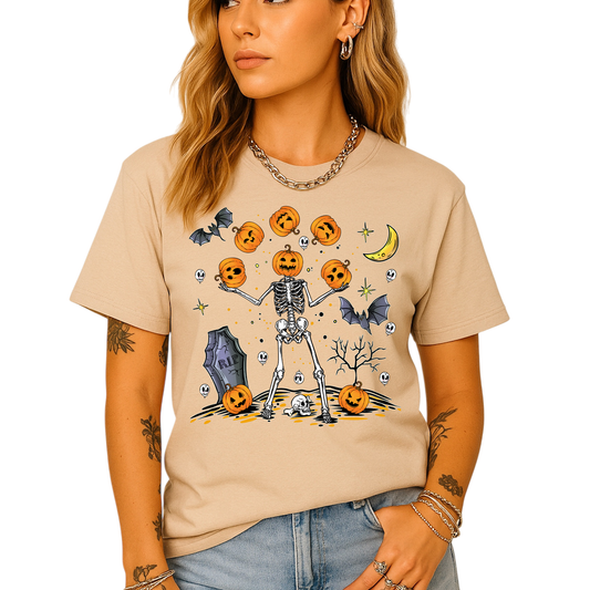 Halloween Skeleton Shirt – Pumpkin Face Tee | Funny Spooky Season Shirt