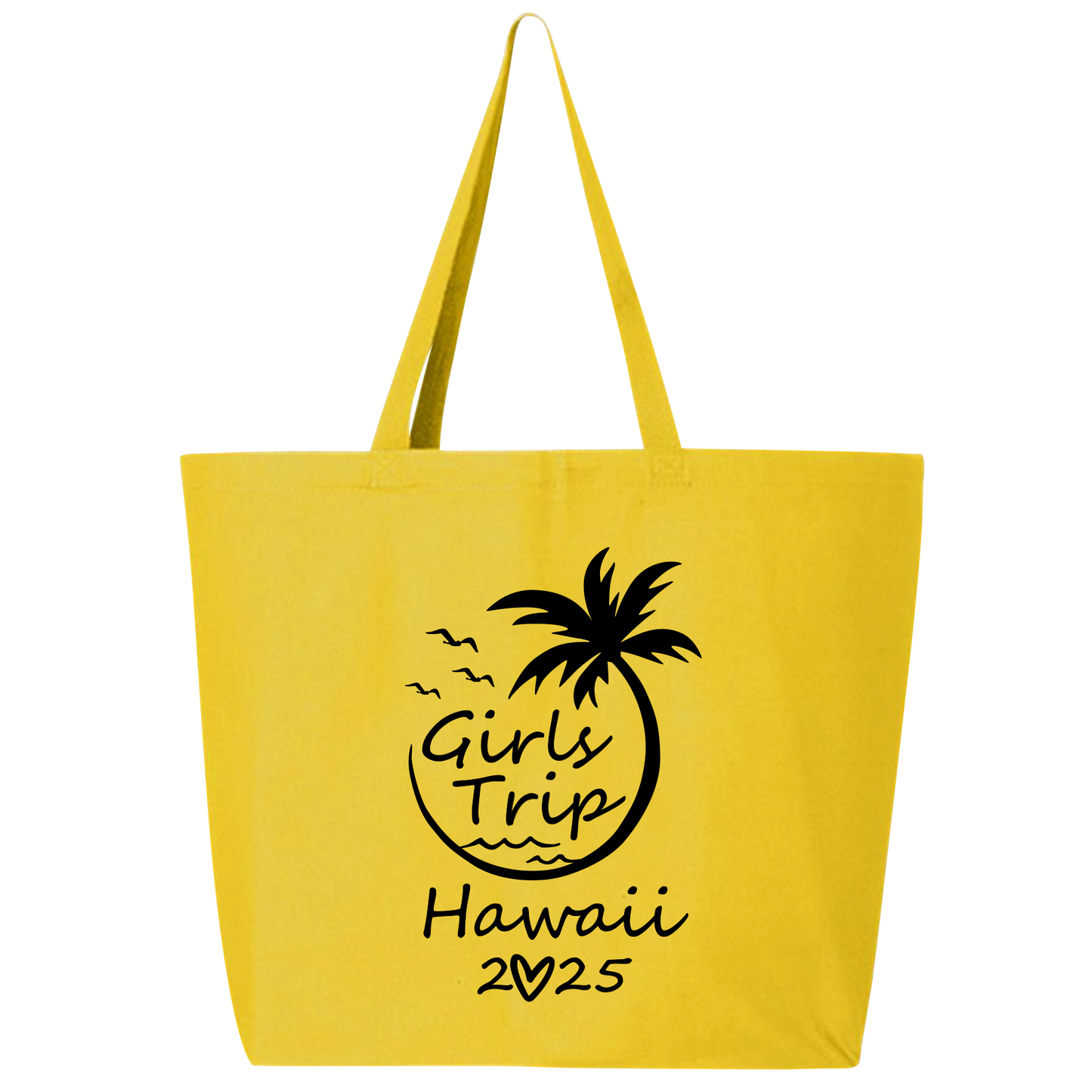Custom Girls Trip 2025 Zippered Tote Bag – Hawaii Vacation Bag, Beach Party Bag, Girls Weekend Travel Tote