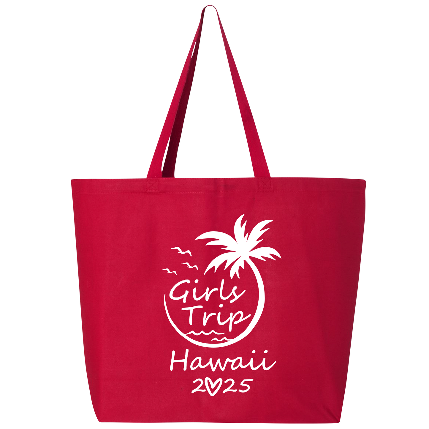 Custom Girls Trip 2025 Zippered Tote Bag – Hawaii Vacation Bag, Beach Party Bag, Girls Weekend Travel Tote