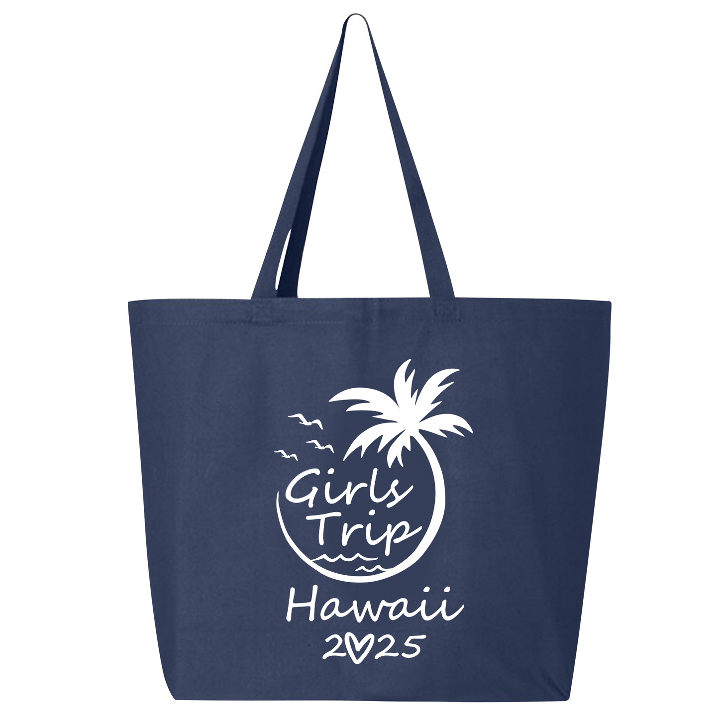Custom Girls Trip 2025 Zippered Tote Bag – Hawaii Vacation Bag, Beach Party Bag, Girls Weekend Travel Tote