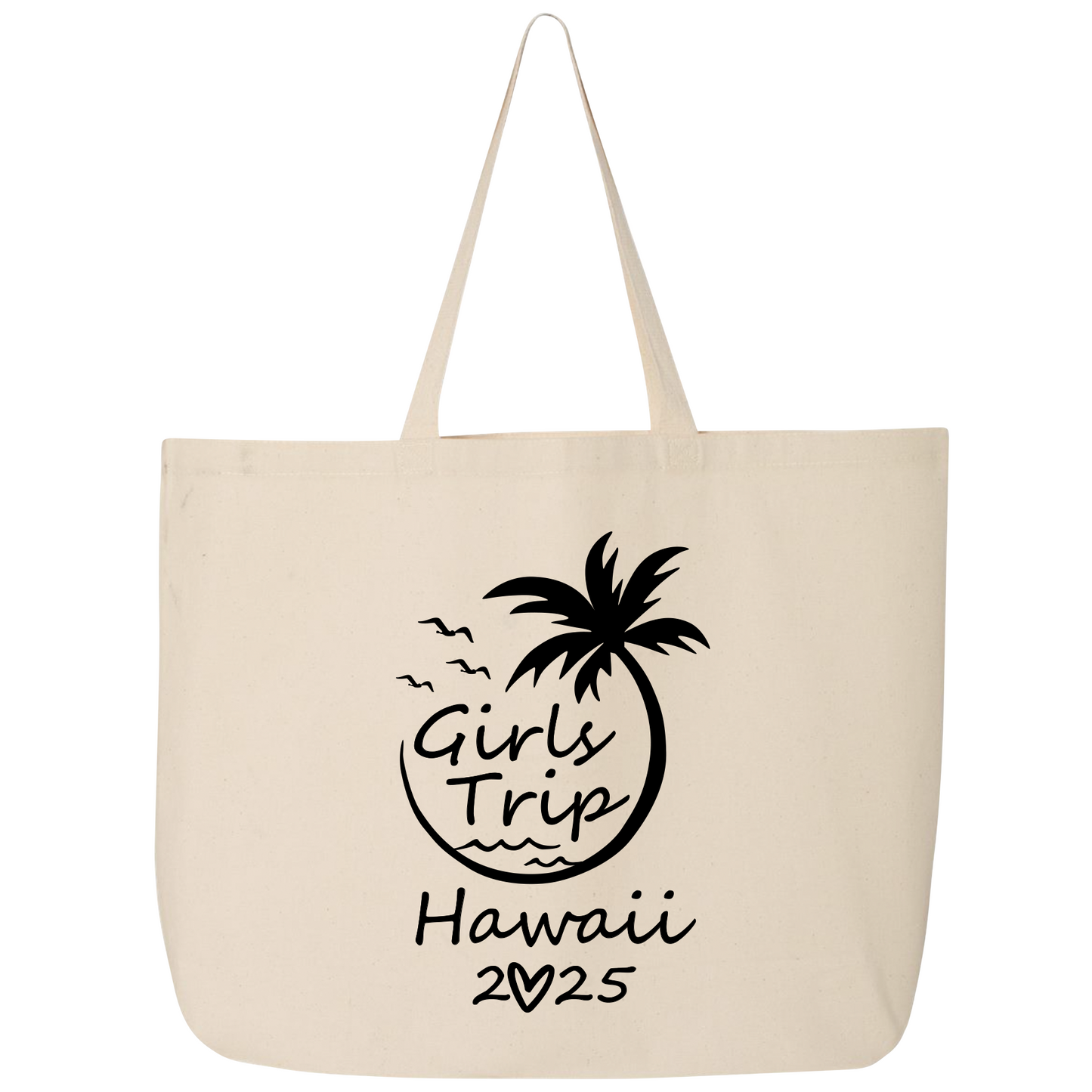 Custom Girls Trip 2025 Zippered Tote Bag – Hawaii Vacation Bag, Beach Party Bag, Girls Weekend Travel Tote