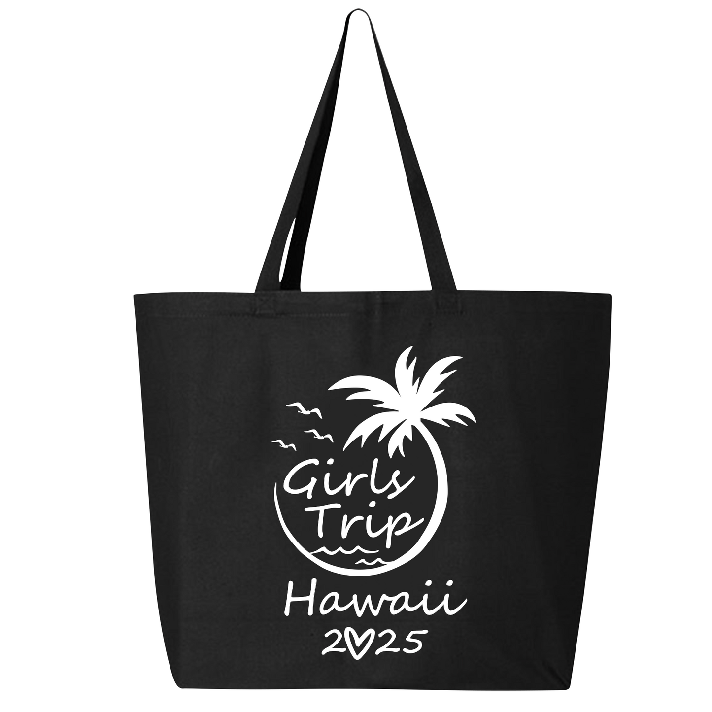 Custom Girls Trip 2025 Zippered Tote Bag – Hawaii Vacation Bag, Beach Party Bag, Girls Weekend Travel Tote