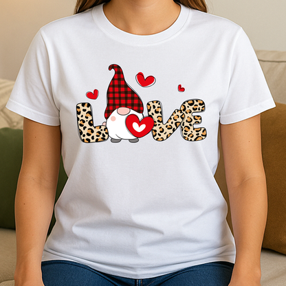 Love Buffalo Plaid Gnome Valentine Shirt Cute Red Heart Tee