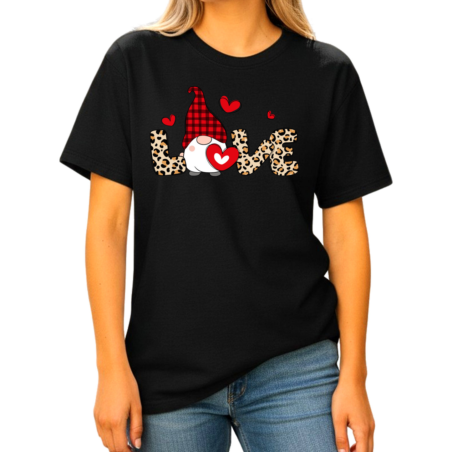 Love Buffalo Plaid Gnome Valentine Shirt Cute Red Heart Tee