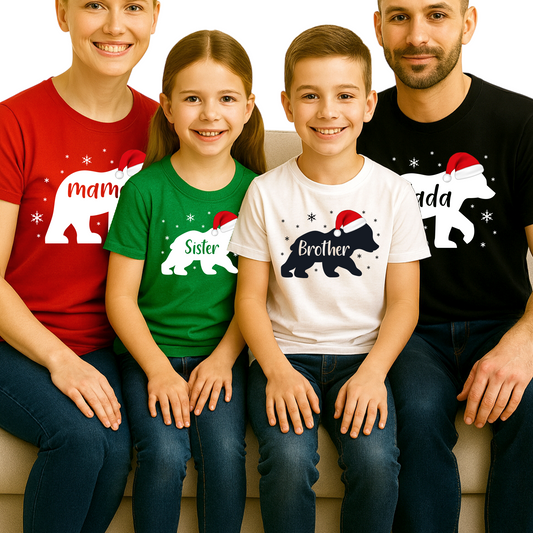 Matching Family Bear Christmas Shirts – Custom Holiday Bear Tees for Mom, Dad & Kids | Personalized Xmas Family Outfits