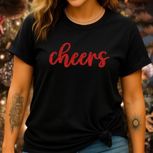 Glitter Cheers Sweatshirt Women Holiday Christmas New Year Shirt