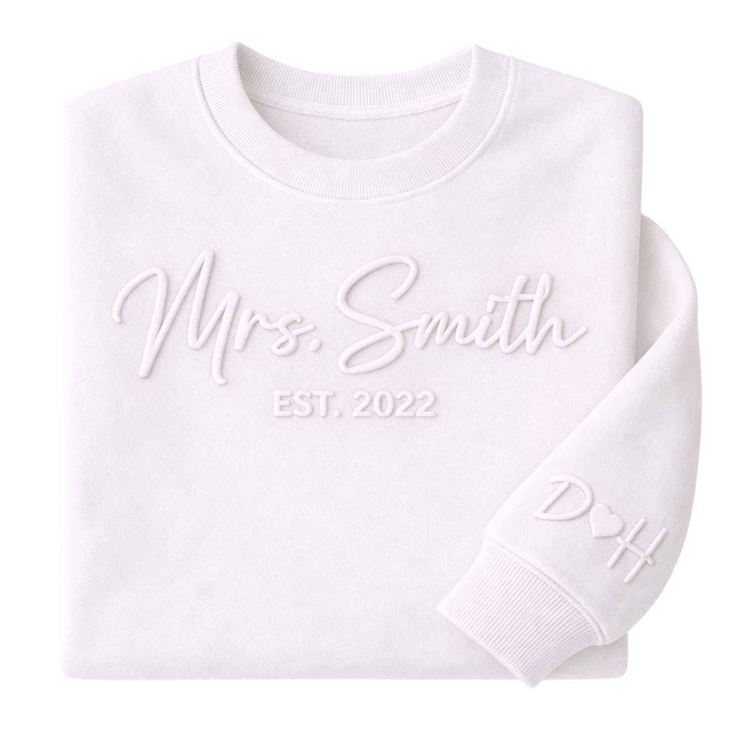 Custom Mrs Embossed Sweatshirt – Personalized Future Mrs Bride
