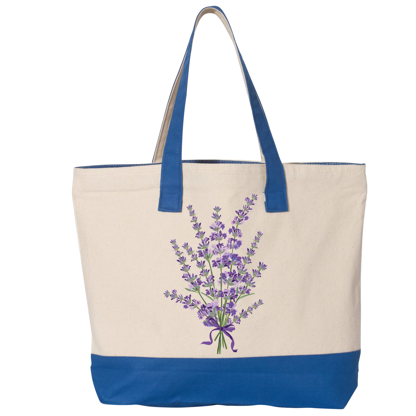 Lavender Flower Canvas Tote Bag – Eco-Friendly Cotton Shopper, Purple Floral Market Bag