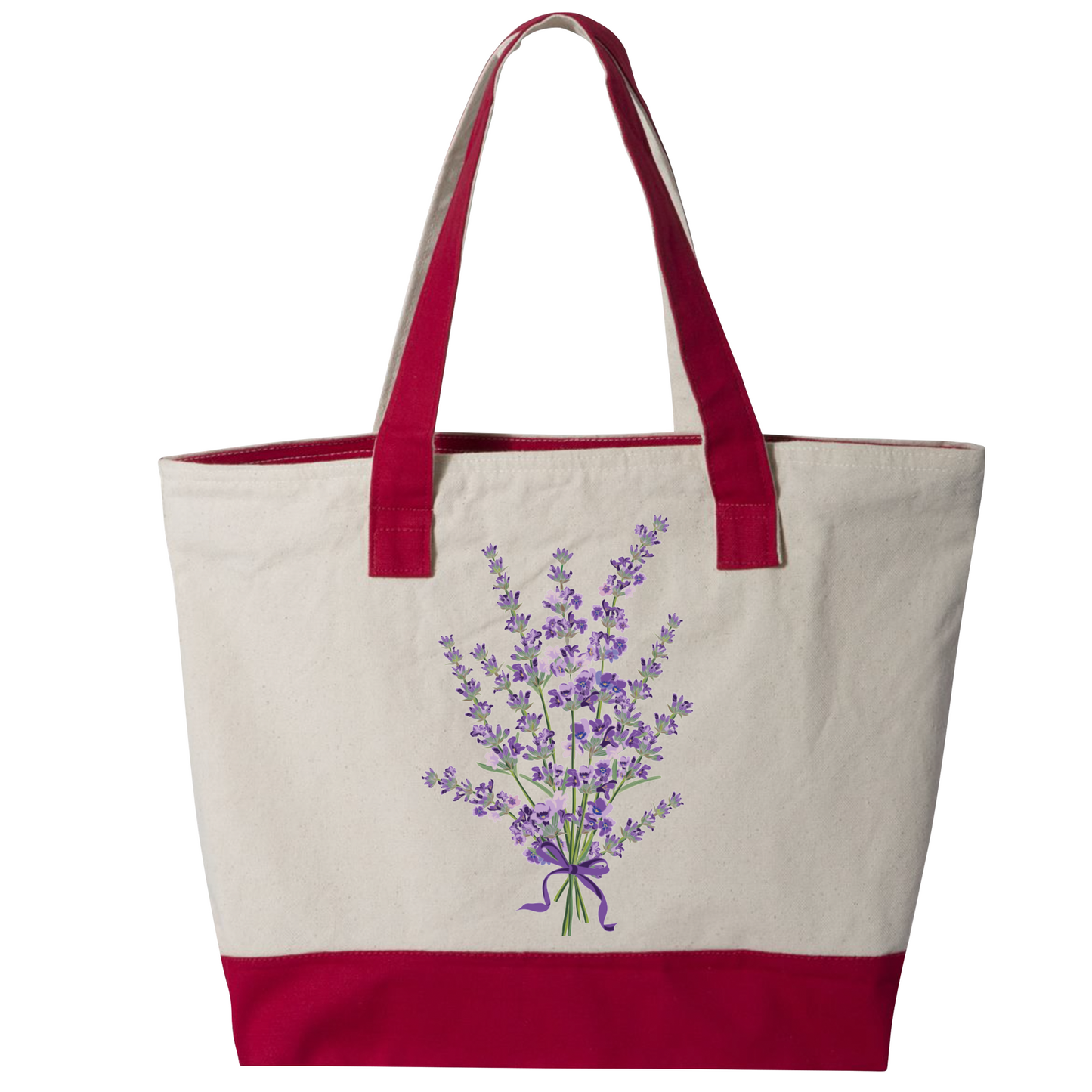 Lavender Flower Canvas Tote Bag – Eco-Friendly Cotton Shopper, Purple Floral Market Bag