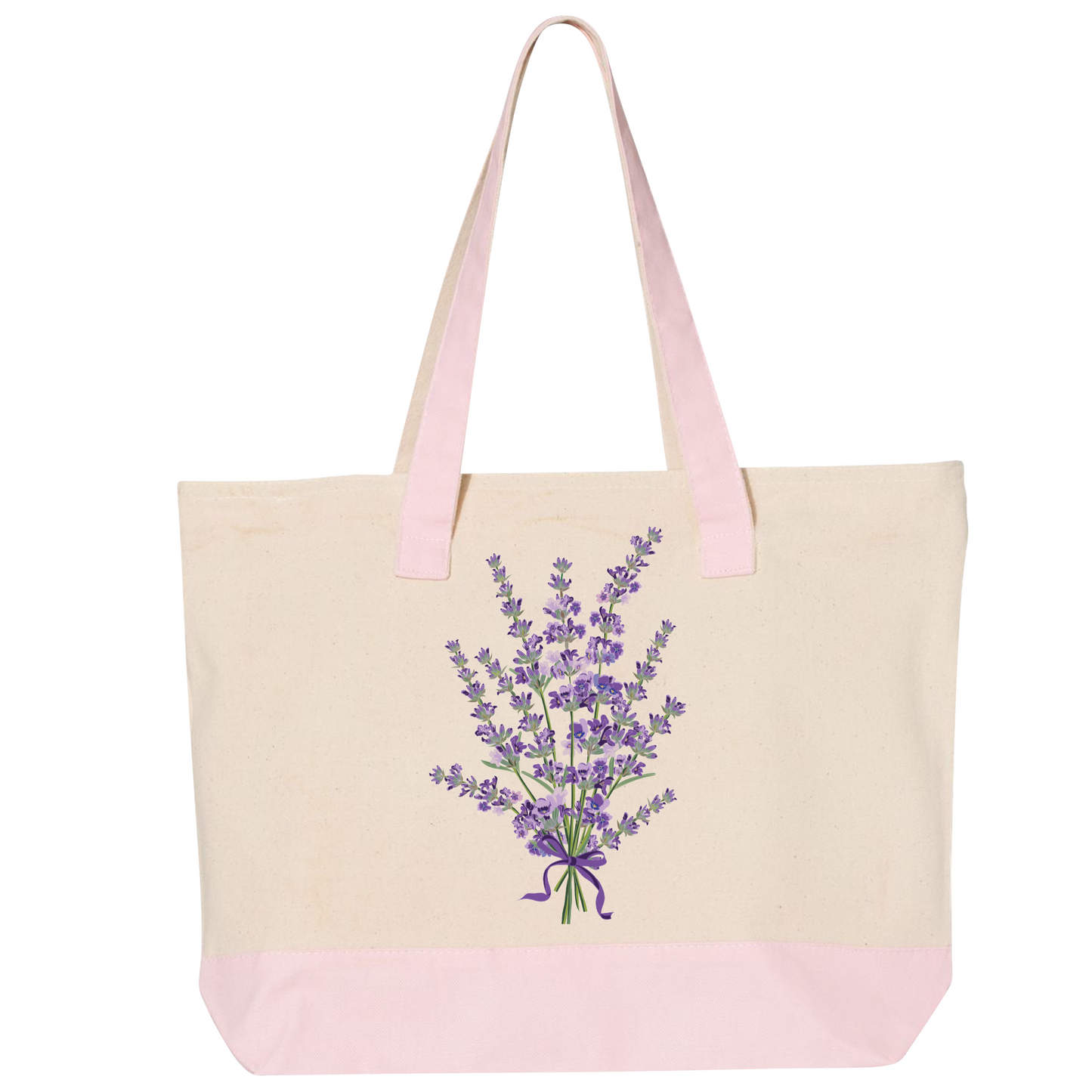 Lavender Flower Canvas Tote Bag – Eco-Friendly Cotton Shopper, Purple Floral Market Bag