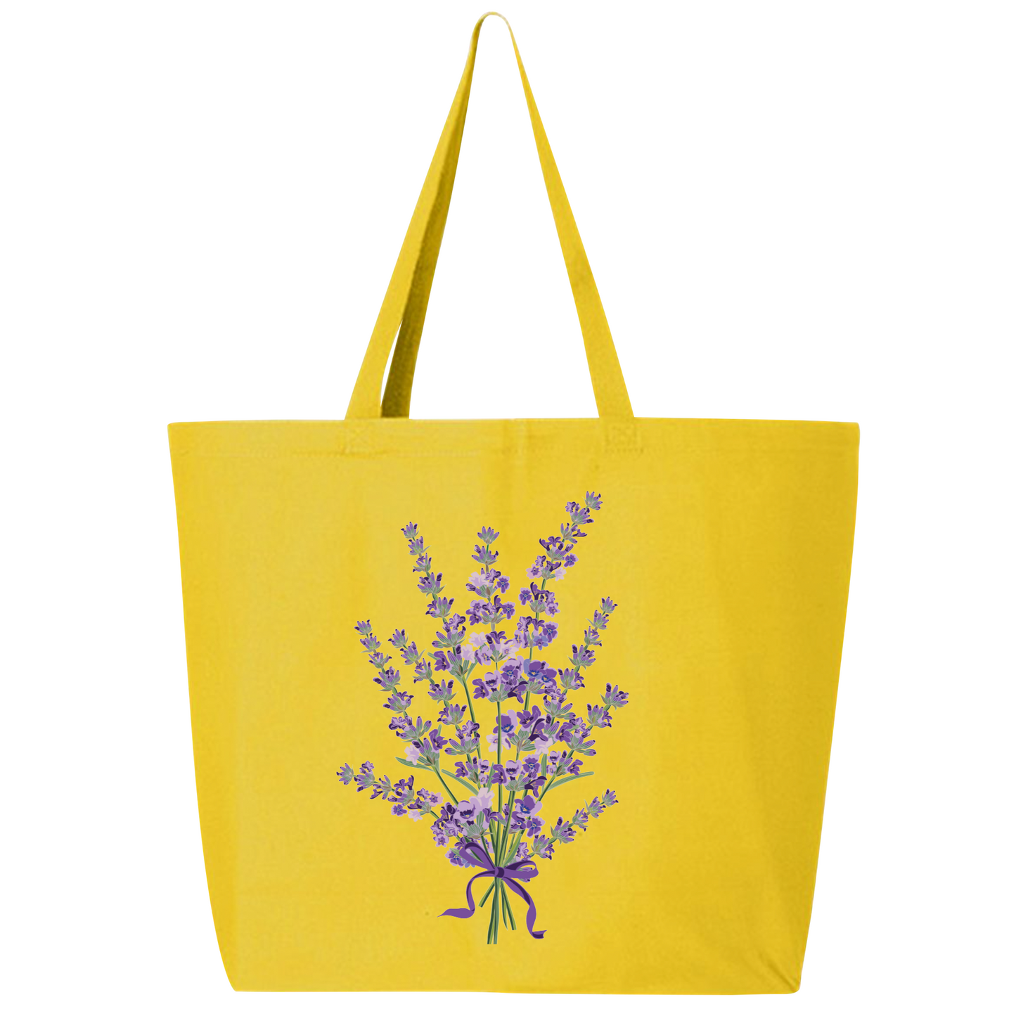 Lavender Flower Canvas Tote Bag – Eco-Friendly Cotton Shopper, Floral Market Bag