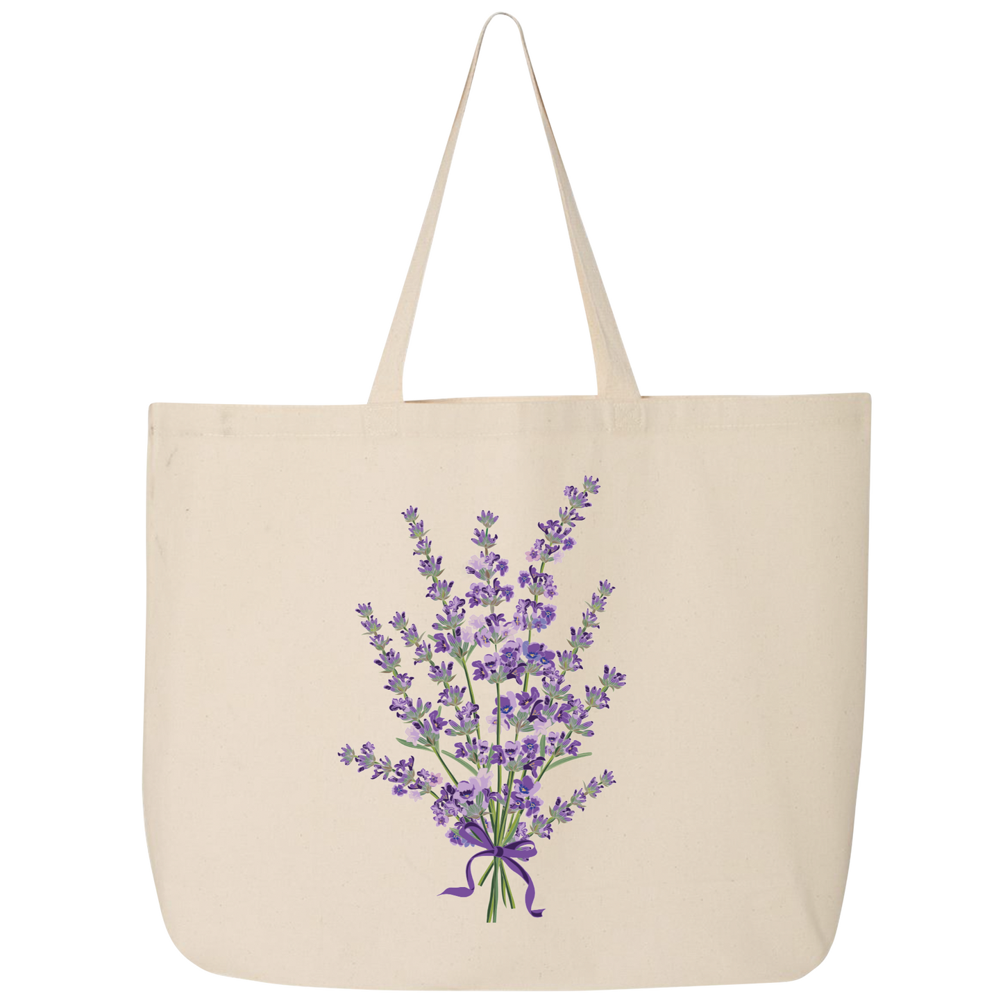Lavender Flower Canvas Tote Bag – Eco-Friendly Cotton Shopper, Floral Market Bag
