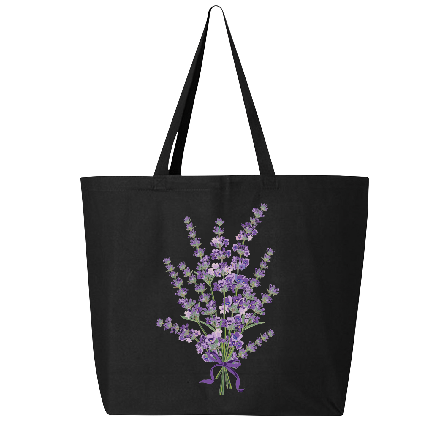 Lavender Flower Canvas Tote Bag – Eco-Friendly Cotton Shopper, Floral Market Bag