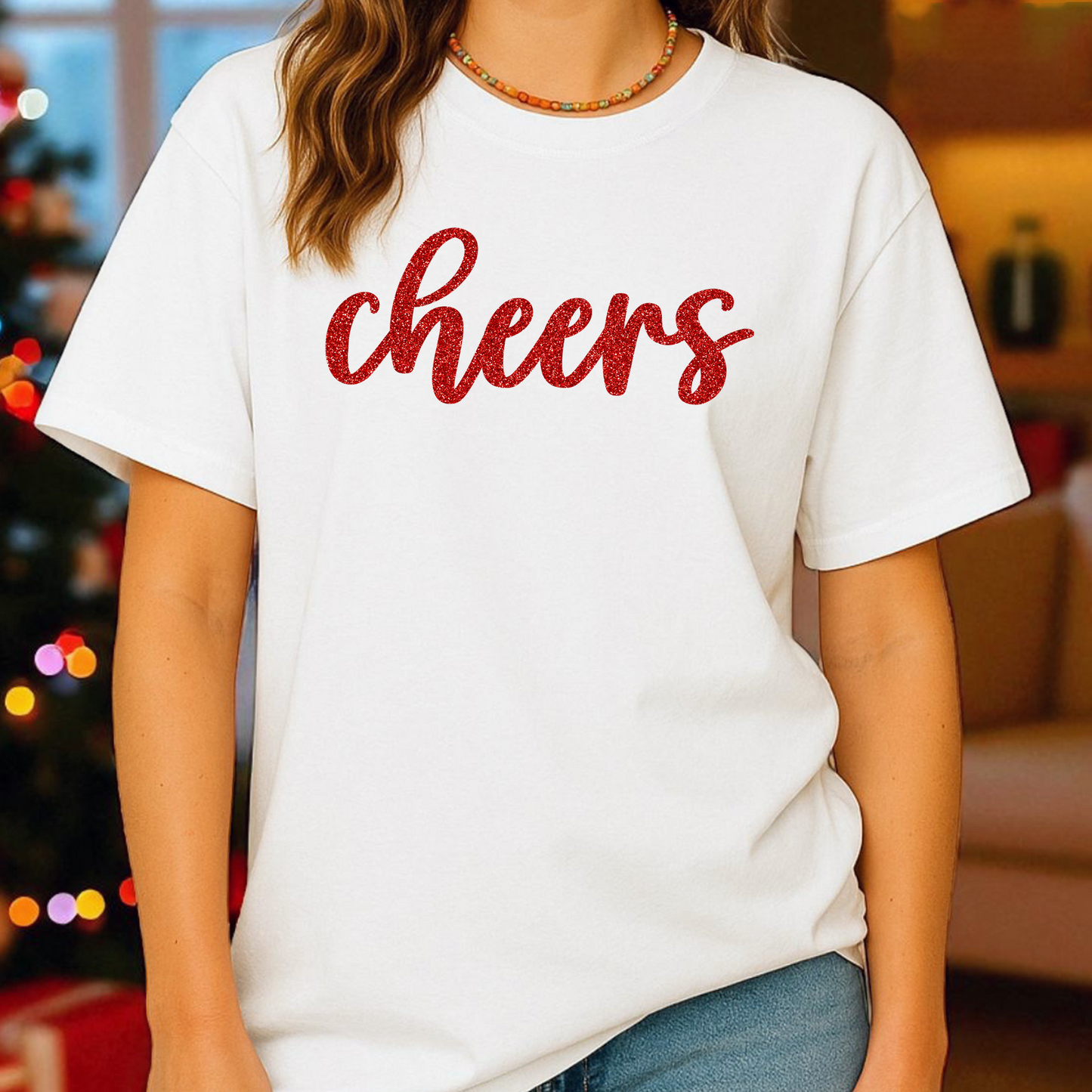 Glitter Cheers Sweatshirt Women Holiday Christmas New Year Shirt