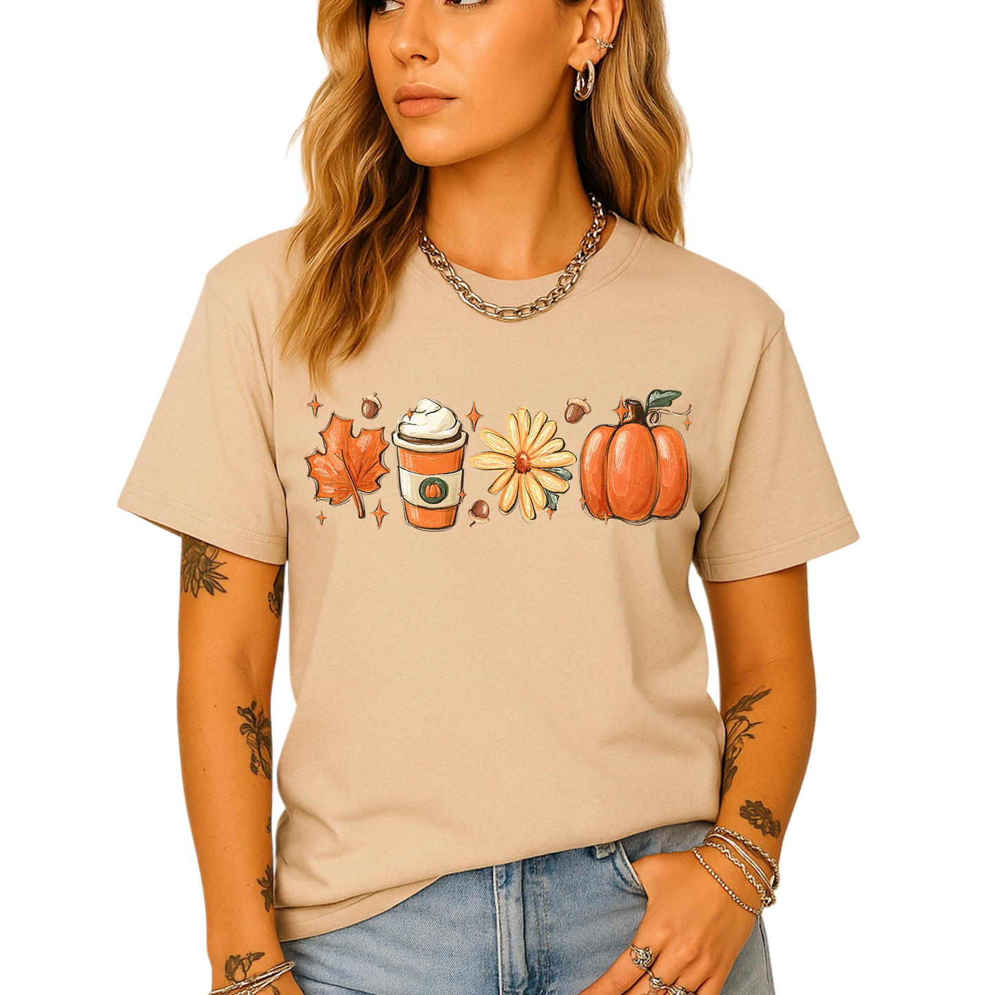 Thanksgiving Shirt with Leaves & Pumpkin – Retro Fall Coffee Lovers Tee