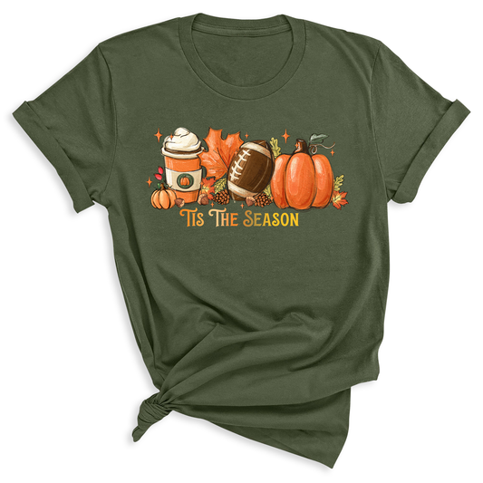 Tis The Season Fall Football Shirt – Pumpkin Coffee Autumn Vibes Tee