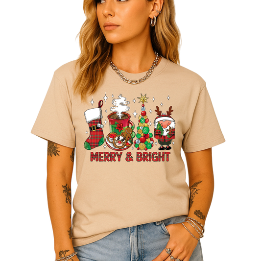 Merry and Bright Christmas Shirt – Women’s Holiday Tree Tee