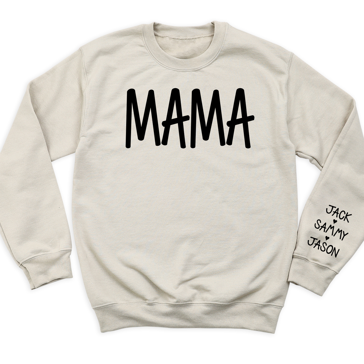 Custom Mama Sweatshirt with Kid's  Name on Sleeve