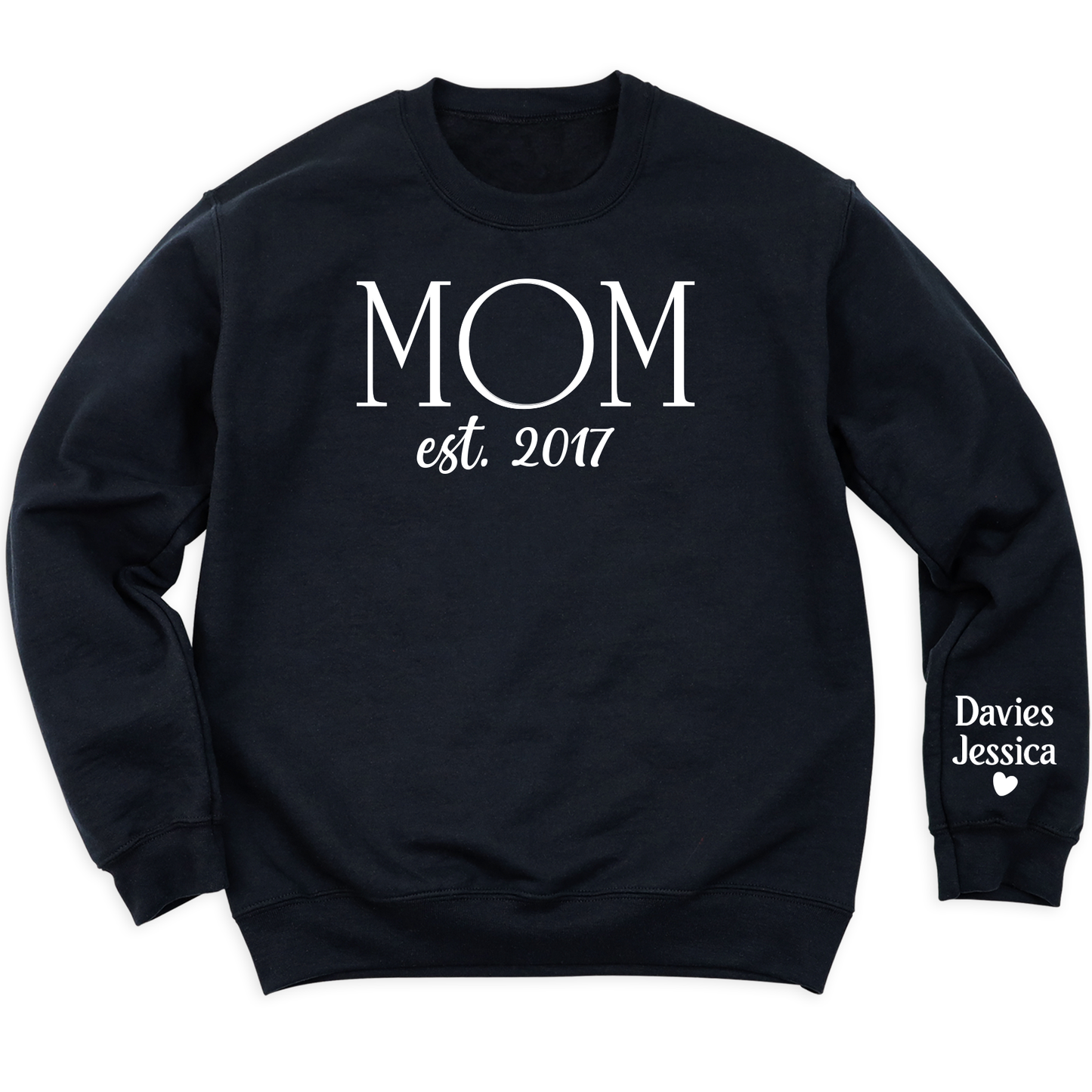 Custom Mama Est Sweatshirt with Kid's Name on Sleeve