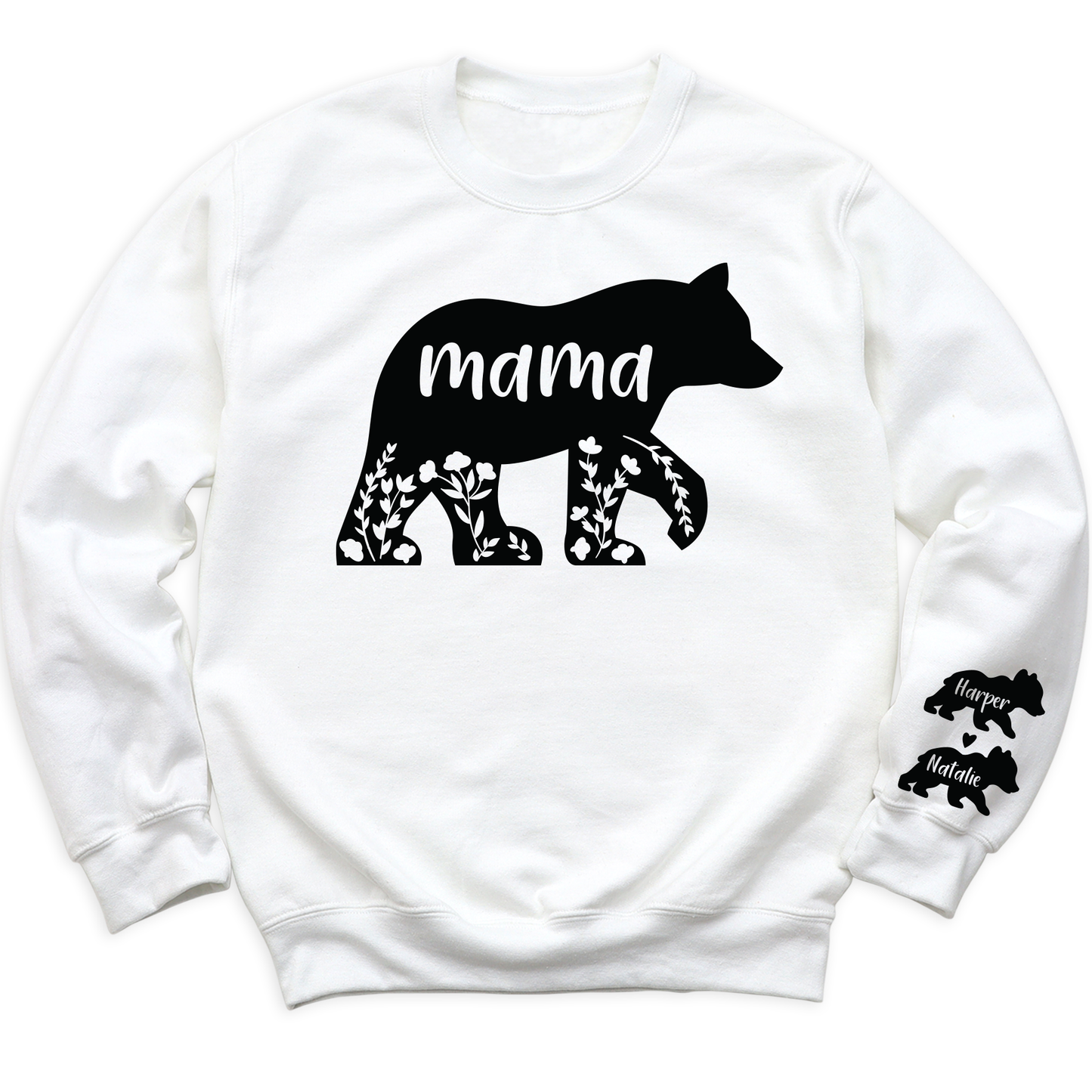 Custom Mama Bear Sweatshirt with Kid's Name on Sleeve