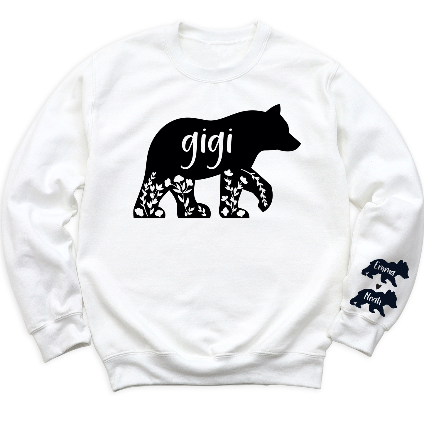 Custom Gigi Bear Sweatshirt with Kid's Name on Sleeve