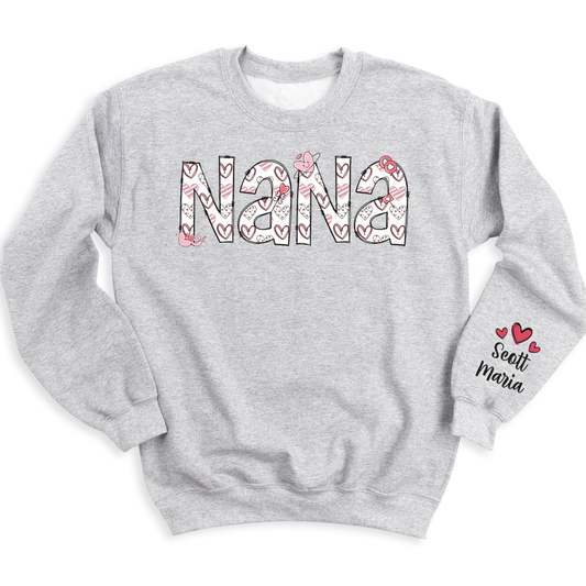 Custom Nana  Sweatshirt with Kid's Name on Sleeve