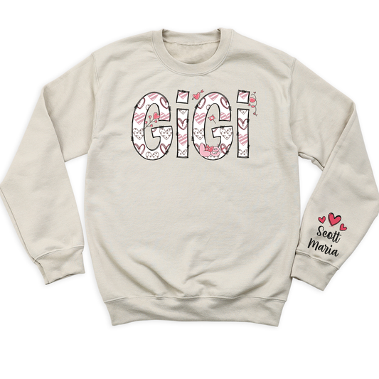 Custom Gigi Sweatshirt with Kid's Name on Sleeve