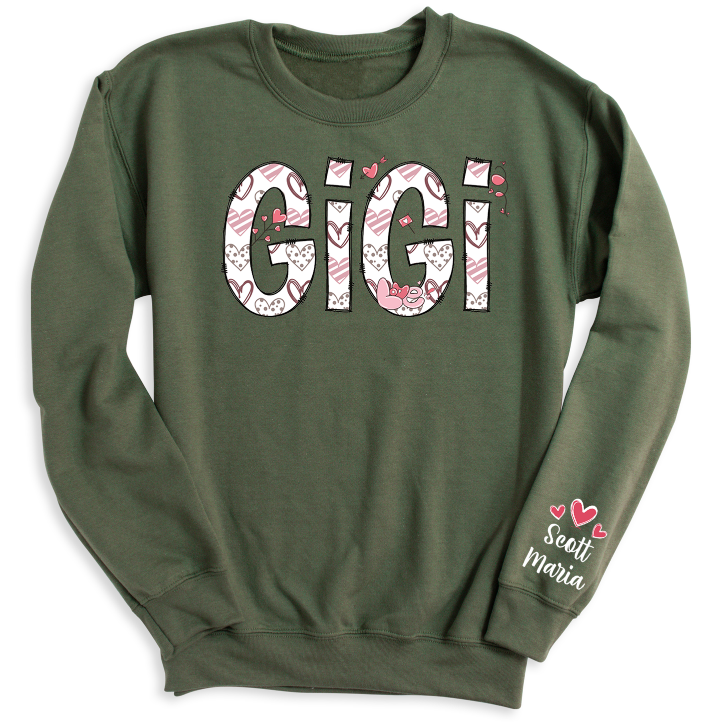 Custom Gigi Sweatshirt with Kid's Name on Sleeve