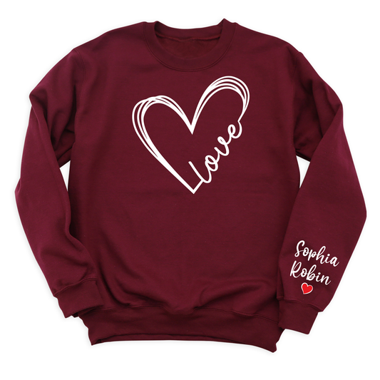 Love Heart Shirt with Kid's Name