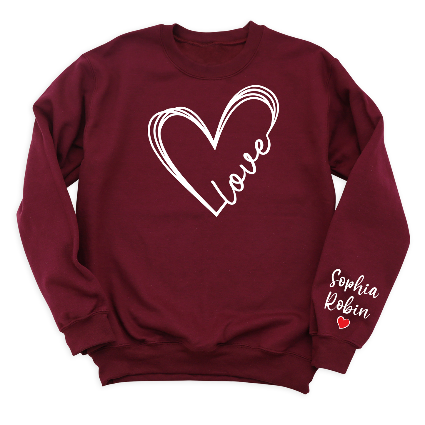 Love Mama Sweatshirt with Kid's Name on Sleeve