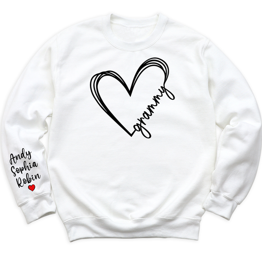 Love Grammy Heart Shirt with Kid's Name