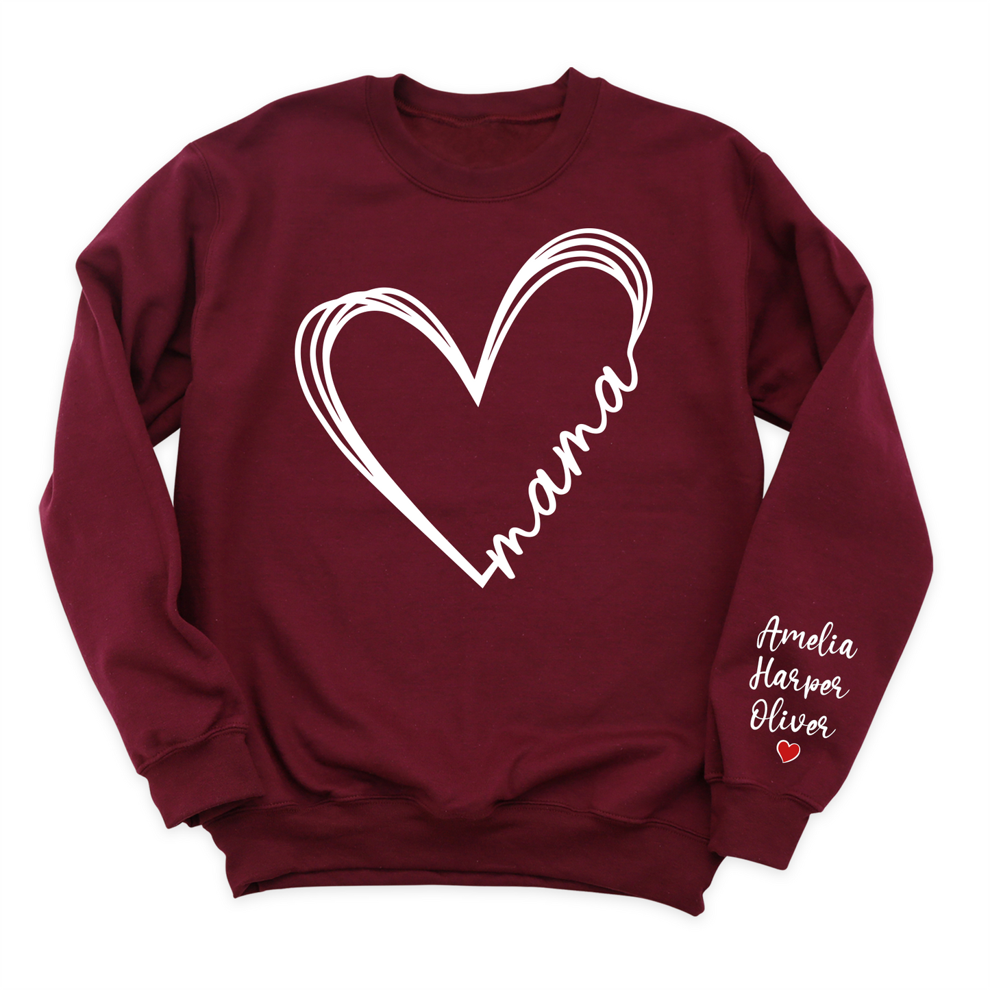 Love Mama Heart Shirt with Kid's Name