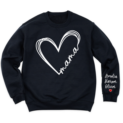 Love Mama Heart Shirt with Kid's Name