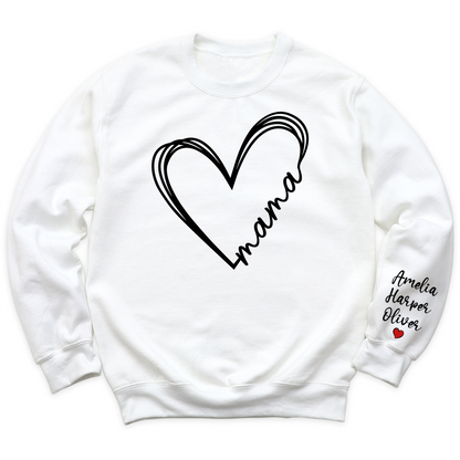 Love Mama Heart Shirt with Kid's Name