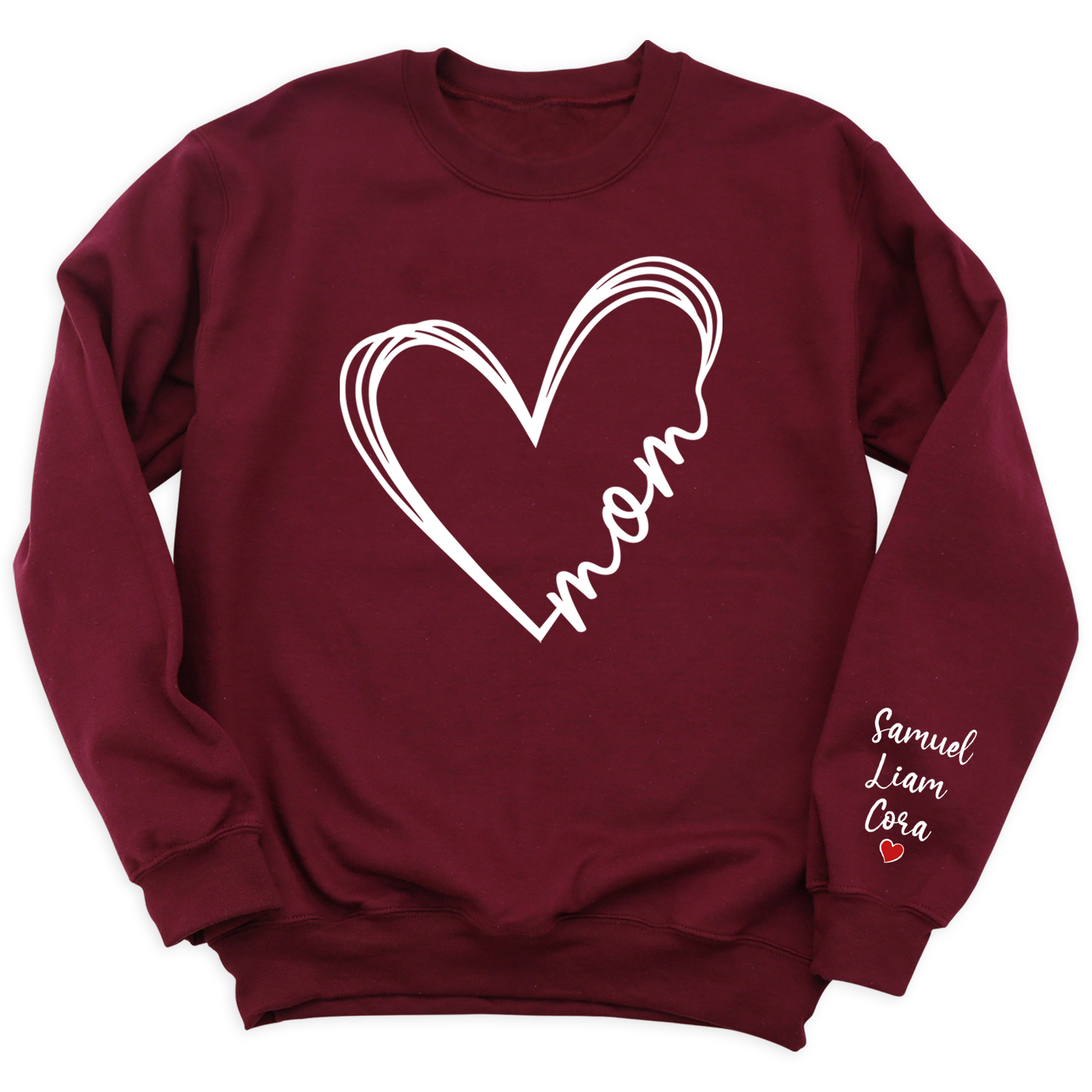 Love Mom Heart Shirt with Kid's Name