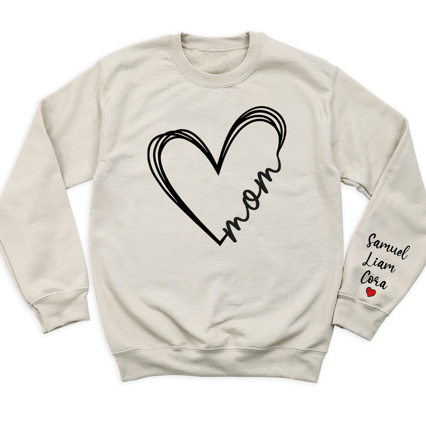 Love Mom Heart Shirt with Kid's Name